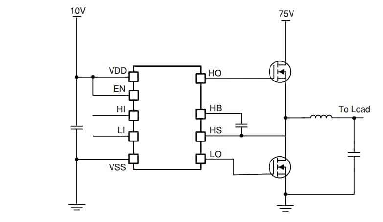 Application Circuit Diagram - Texas Instruments UCC27289 120V Half-Bridge Drivers